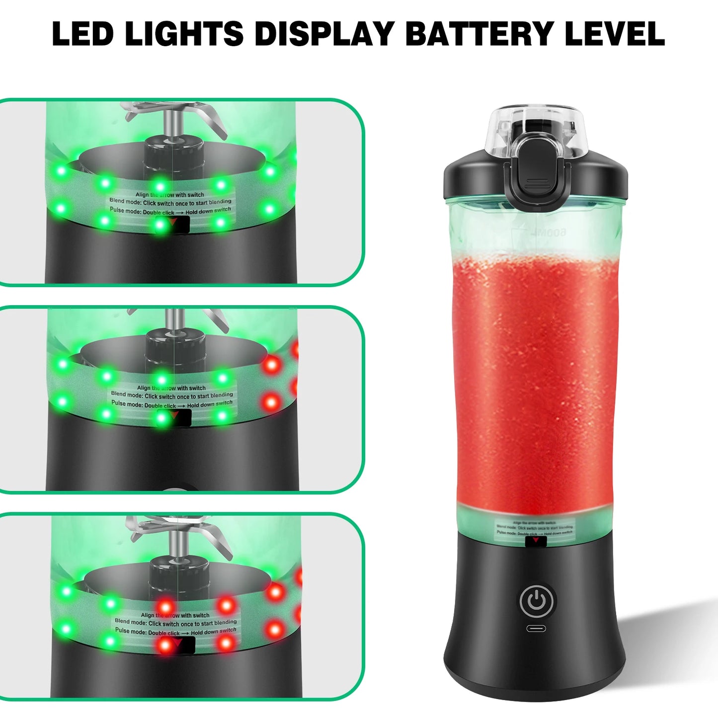 Portable 2-in-1 USB Blender – 600ML