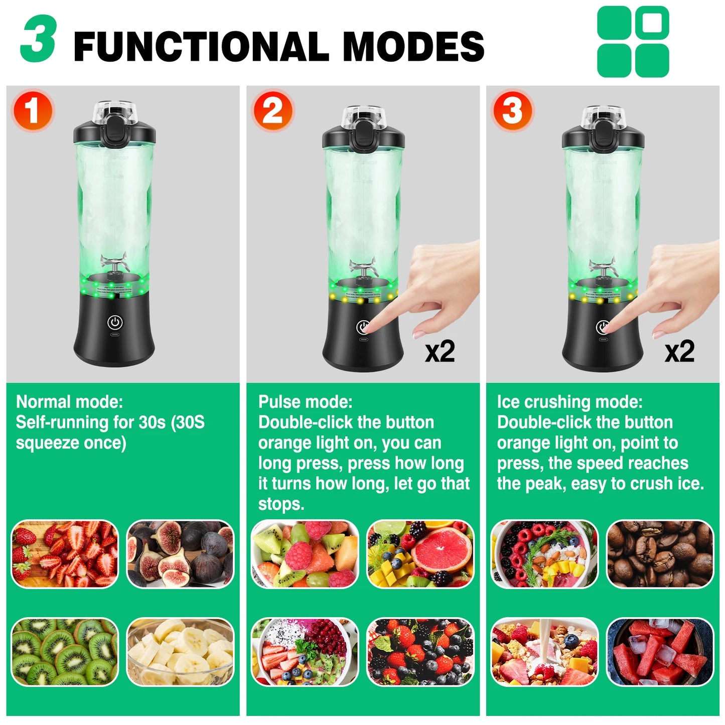 Portable 2-in-1 USB Blender – 600ML